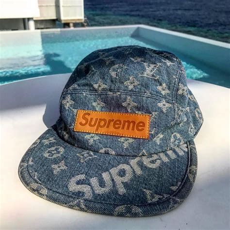 supreme lv denim hat|supreme louis vuitton hat.